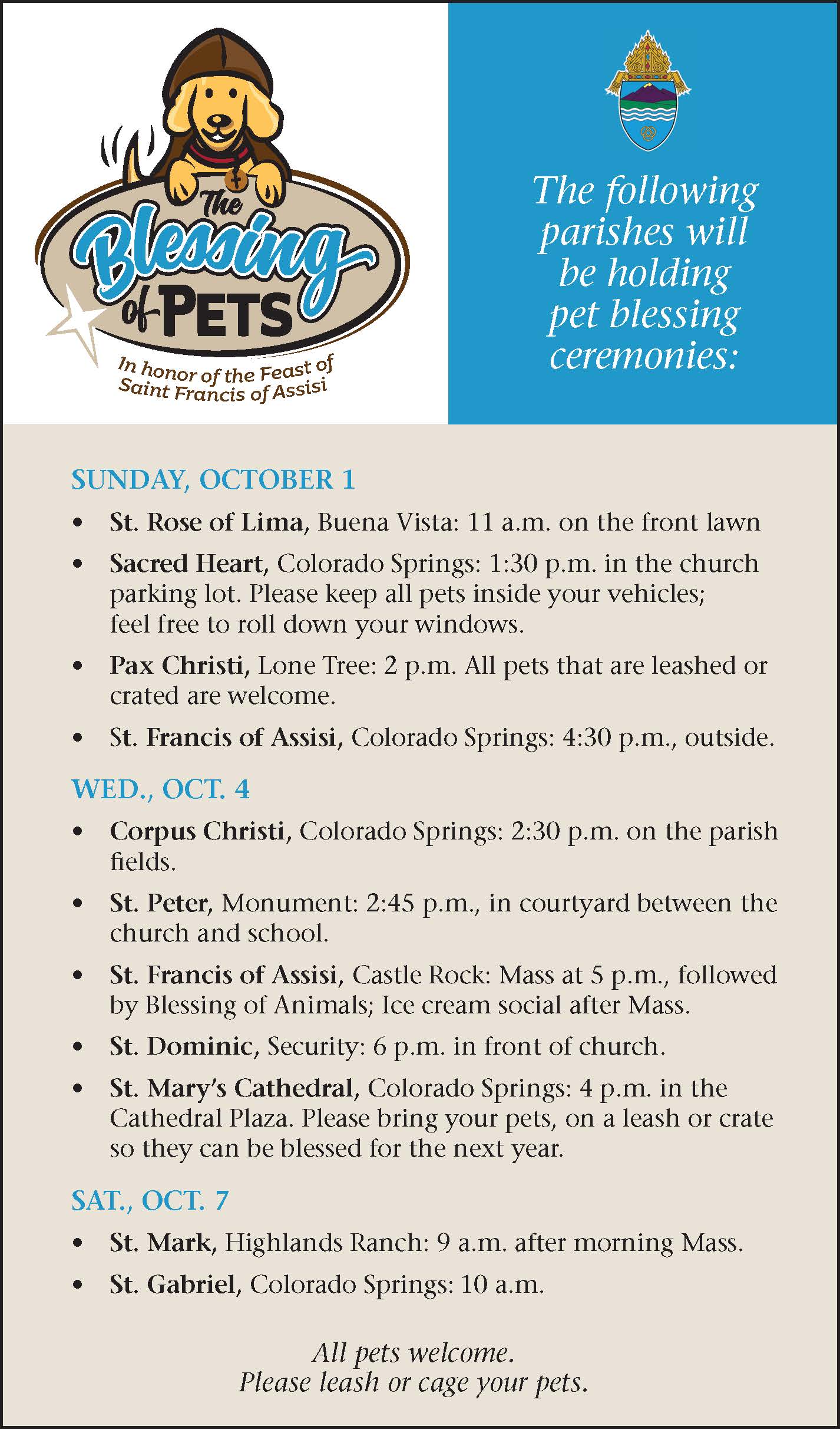 Pet Blessings Across the Diocese